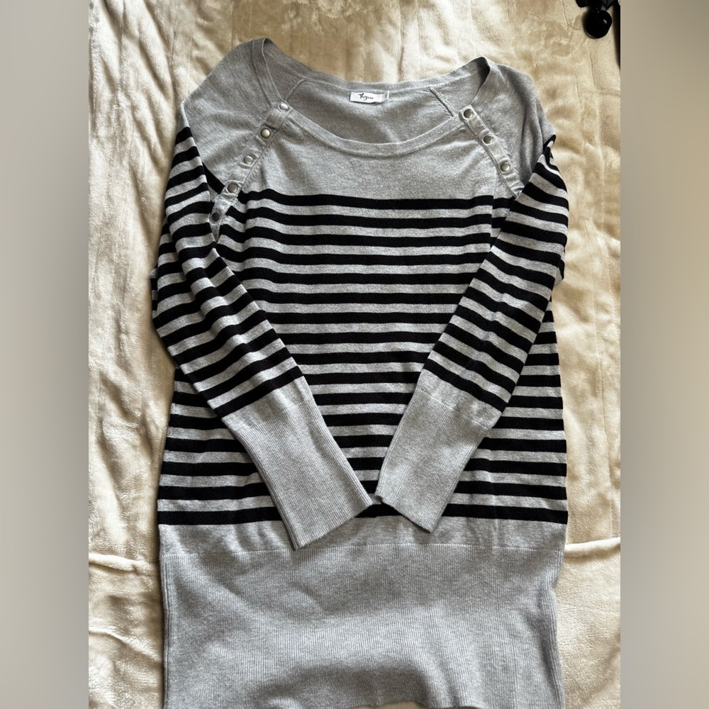 Striped Gray and Black nursing/maternity Sweater